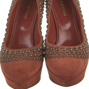 Sergio Rossi Suede Studded Platform Heels